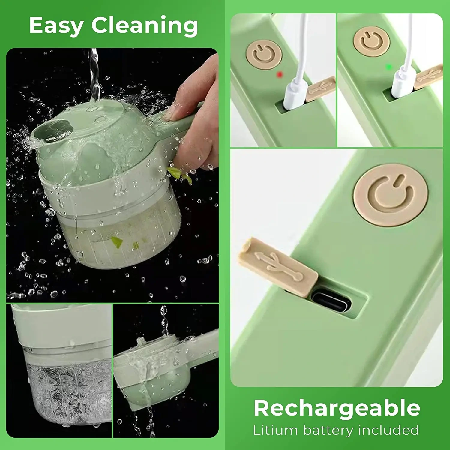 4 In 1 Handheld Electric Vegetable Cutter Set Wireless Gatling Portable Slicer Rechargeable Garlic Chopper 9