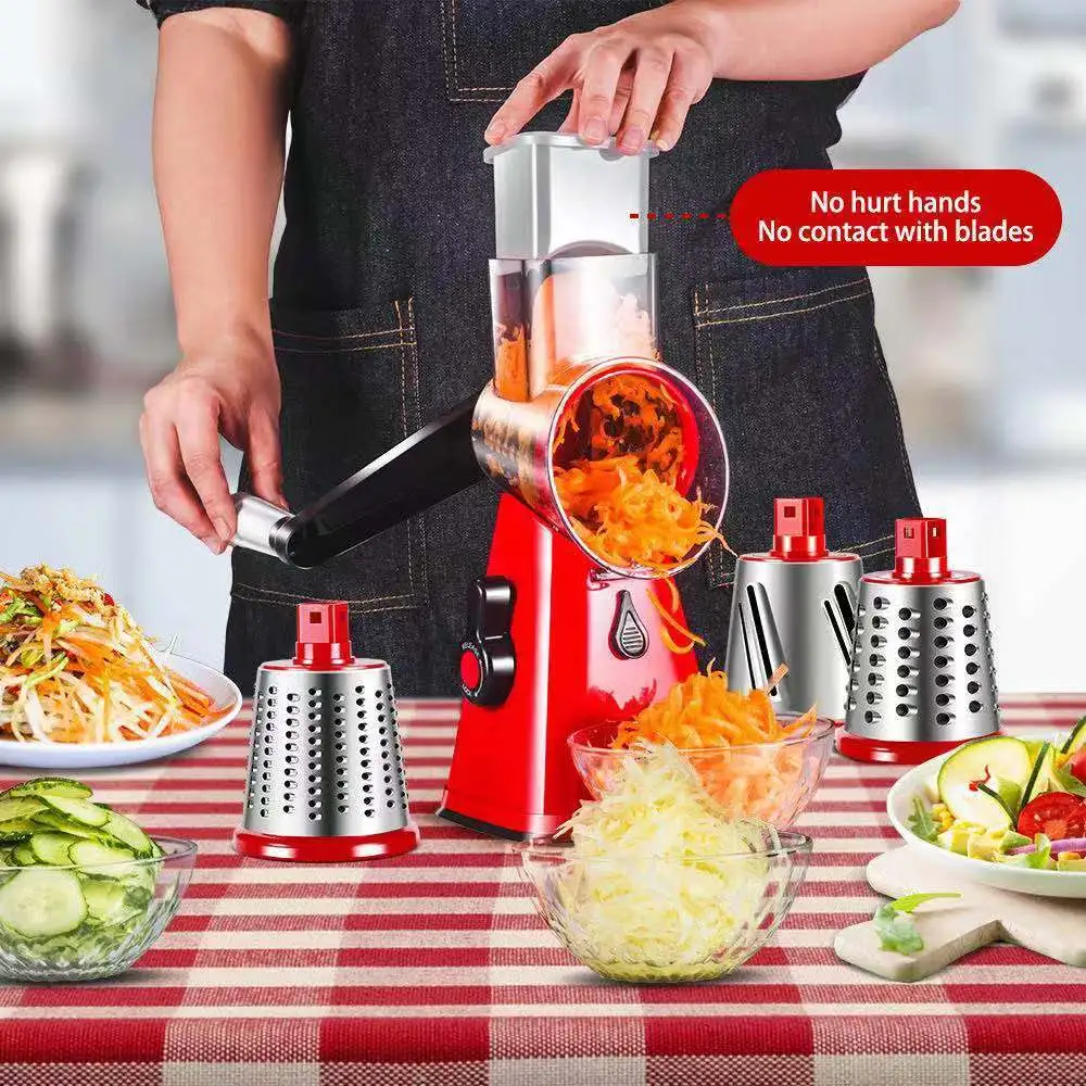 Kitchen Accessories Multifunctional 3 In 1 Mandoline Drum Slicer Manual Vegetable Cutter Kitchen Rotary Cheese Grater 10