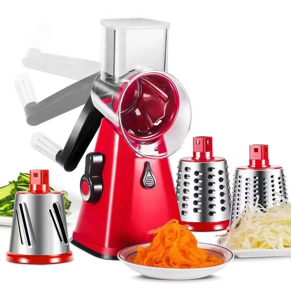 Kitchen Accessories Multifunctional 3 In 1 Mandoline Drum Slicer Manual Vegetable Cutter Kitchen Rotary Cheese Grater 12