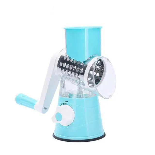 Manual 3 In 1 Rotary Cheese Grater Cheese Shredder Mandoline Stainless Steel Vegetable Slicer With 3 Blades With Suction Base 15