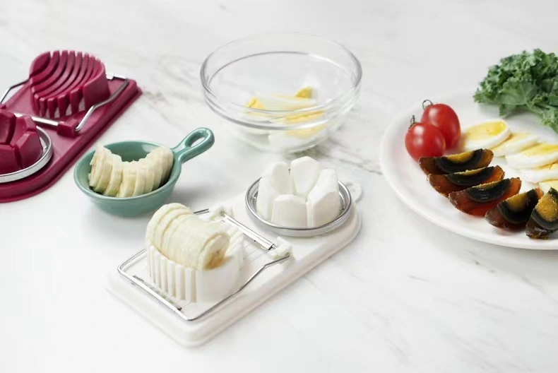 2 In 1 Multi-functional Egg Cutter Stainless Steel Wire Egg Slicer Kitchen Gadgets Tool Plastic Egg Cutter 9