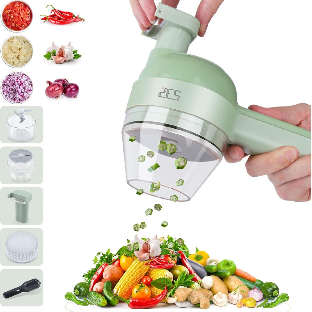 4 In 1 Handheld Electric Vegetable Cutter Set Wireless Gatling Portable Slicer Rechargeable Garlic Chopper
