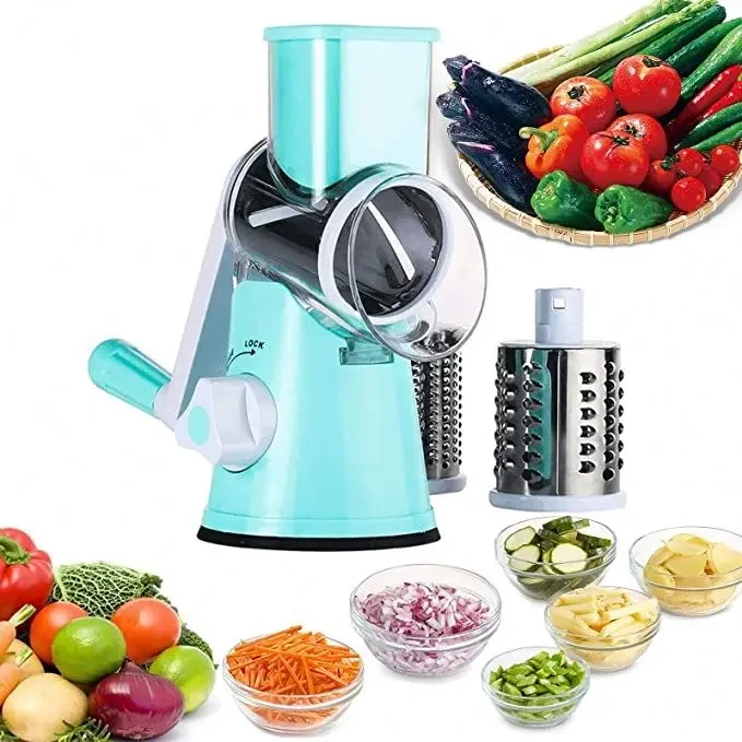 3 In 1 Vegetable Mandoline Slicer Swift Rotary Drum Grater Nut Shredder Veggie Cutter Peeler Spiralizer Cheese Chopper1